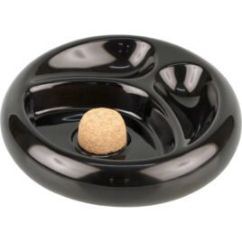 Pipe ashtray, glazed black ceramic; 2 pipe rest79-J0715