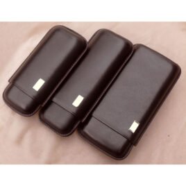 Dunhill Sidecar Cigar Case; 2 Robustos; Dark leather 73-DHPA9131
