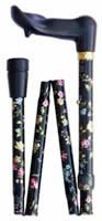 WalkingStick 4671R, Adjust fold Orthopaedic righthand,blk floral  95-CC4671R  Out of stock