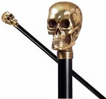 Walking Stick 5110Gold Skull, black beechwood shaft 95-CC5110