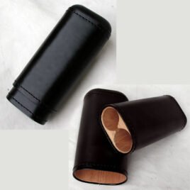 Leather/Spanish Cedar Cigar Case; 2 Robustos; Telescopic73-Ex246s  Out of stock