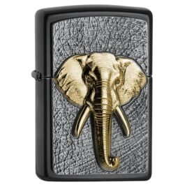 Zippo with Gold Elephant head, Emerald green Eyes   55-ZEleGold