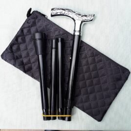 Walking Stick Large Folding Chrome Cane, Male with Wallet   95-CC3593B  Out of stock