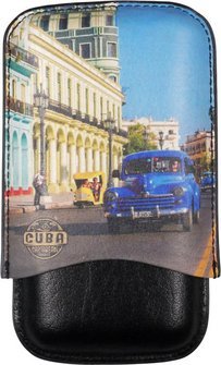 Cigar Case; 3 Robusto cigars; Black/Cuba Design, 15cm x 23mm 73-J0013  Out of Stock