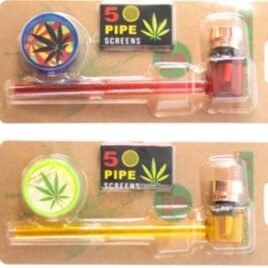 Metal Pipe Set, Red, Green, Yellow, with 2 Parts Grinder Ø25/H13 , and screens; Blister packet 160x25mm    75-JMR7214