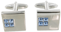 Cuff links; Chrome Square 4 Crystals   94-JBCL70