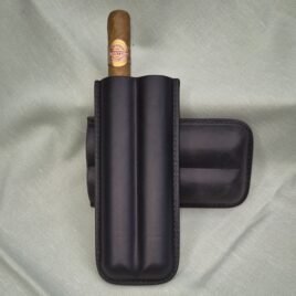 Cigar Case; 2 Corona cigars, Black Leather, Price exclude cigars   73-W004CorBlk